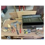 Vintage metal toolbox, contents included