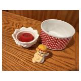 Hobnail milk glass dish, Valentine's decor