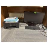 22' Computer monitor, keyboard, router, printer