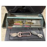 Metal tool tray, contents included