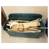 Storage tote of wood scraps & project peices
