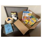 Craft supplies, pencils, markers, coloring book