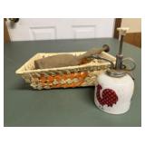 Basket, pestle, mister