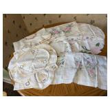 Mixed lot of embroidery, dresser scarves