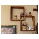 Curio wall shelf, contents included