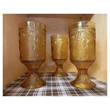 Vintage amber American Concord water goblets (3)