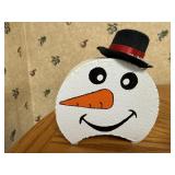 Hand painted snowman brick