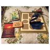 Collage photo frame, pictures, swan, floral spray