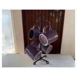 Mug rack, purple coffee mugs