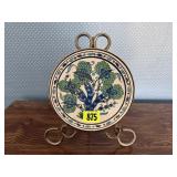 Handmade Dakas Ceramic Greek plate, easel