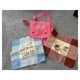 Goose cross-stitch swatches, pink canvas