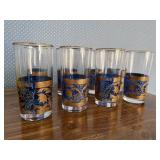 Mid century modern Danube cobalt & gold highball