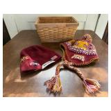 Basket, Iowa State stocking hats (2)