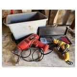 Black & Decker corded drill, hot glue gun,