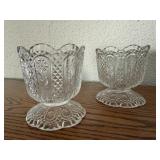 Cut glass votive candle holders (2)