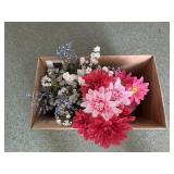 Box of silk flowers