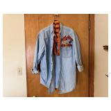 Handcrafted Iowa State Cyclones denim shirt, scarf