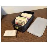 Tupperware container, greeting, Iowa note cards