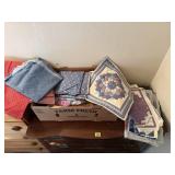 Assorted fabric yardage, quilt block panels