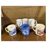 Lincoln Highway Days mugs (6), basket