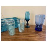 Mixed lot of blue/teal vintage drinkware