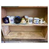 Shelf of coffee mugs, electric mug warmer