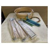 Embroidery hoops, needlepoint frames, knitting