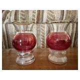 Vintage Bartlett-Collins cranberry bud vases (2)