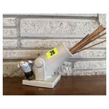 Hand painted cannon match holder