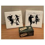 Corsage pins, silhouette tiles