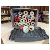 Storage tote of crochet thread