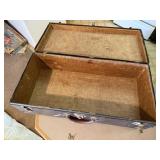 Vintage suitcase, baby blankets