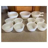 Fire King milk glass bowls, Dawson Elevator bowl