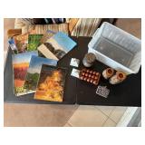 Tote, pottery, log candleholders, massager, cow