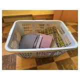 Laundry basket, fabric yardage