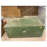 Green painted primitive trunk