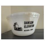 Dawson Elevator, Nevada, Iowa milk glass bowl