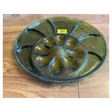 Green glass egg plate