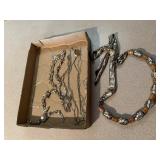 Gold custume jewelry, chains, locket