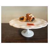 Milk glass cake stand