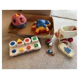 Toys, Tupperware shape sorter, stacking turtles,