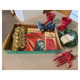 Christmas candle clips, candles, bottle brush tree