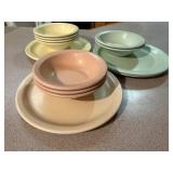 Pastel melamine plates, bowls