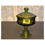 Green thumbprint compote dish