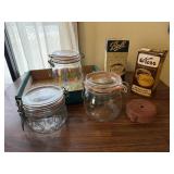 Canisters, zinc, metal jar lids, Daisy jar opener