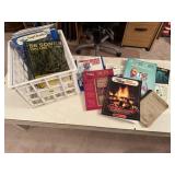 Crate of sheet music, song books