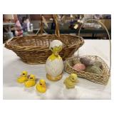 Easter basket, ducks, eggs