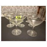 Silver rimmed wine glasses (8)