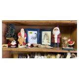Shelf of Christmas decorations, Santa Claus, wood