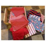 Wagon Wheel fruit crate, red, white & blue fabric